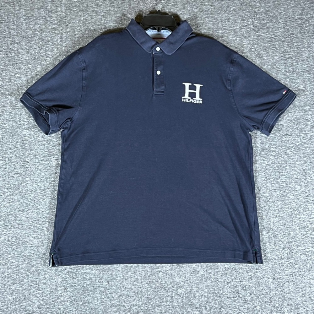 Tommy Hilfiger Mens Navy Blue Custom Fit H Logo Polo Shirt XL